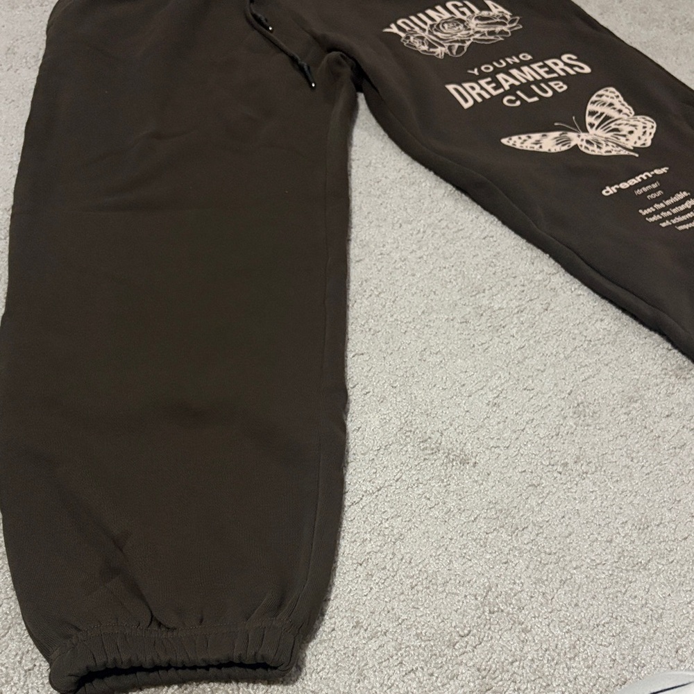 YoungLA Black Track Pants with White Graphic - Picture 3 of 8